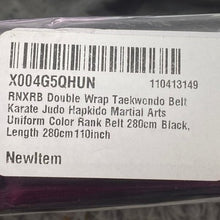 Load image into Gallery viewer, Lot of 5 Taekwondo Belt Karate Judo Hapkido Martial Arts 280cm Black Double Wrap