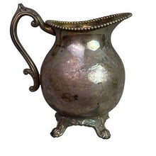 Load image into Gallery viewer, Vintage B Rogers Silver Creamer Pitcher 1883 Silver on Copper Footed 2352
