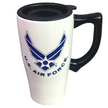 Load image into Gallery viewer, US Air Force Mug 18oz Ceramic Travel Lid Handle Coffee Cup NIB