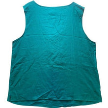 Load image into Gallery viewer, Jaclyn Smith Blouse Womens 2XL Teal Green Linen Rayon Costal Mature Lace Up