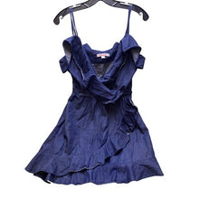 Load image into Gallery viewer, Dollhouse Dress Womens Large Ruffle Sundress Strappy Flirty Spaghetti Denim Blue