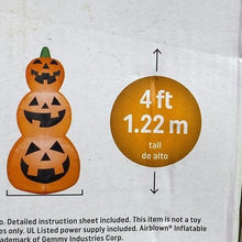 Load image into Gallery viewer, Airblown Halloween Pumpkin Stack Inflatable 4ft LED Light Up Outdoor Yard Decor
