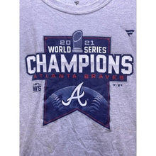 Load image into Gallery viewer, Atlanta Braves Shirt Mens Medium 2021 World Series Champions Logo Baseball Gray