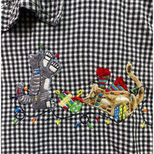 Load image into Gallery viewer, Vintage Lemon Grass Shirt Womens Extra Large Gingham Christmas Cats Embroidered