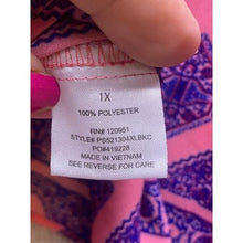 Load image into Gallery viewer, Pink Rose Blouse Womens 1X Pink Purple Diamond Print Short Sleeve Mature AOP