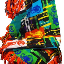 Load image into Gallery viewer, Hand Tied Fleece Blanket Motorcycle Bike 50x64 Throw Orange Rainbow