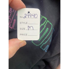 Load image into Gallery viewer, Bermuda Hoodie Mens Medium Rainbow Spell Out Sleeve Hits AOP Grunge Streetwear