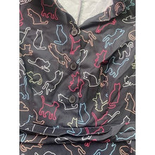 Load image into Gallery viewer, Black Cat Print Dress Womens Small Short Sleeve Collared Party Casual