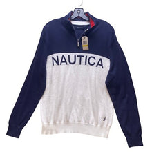 Load image into Gallery viewer, Nautica Sweater Mens Medium 1/2 Zip Pullover Color Block Logo Knit Spell Out NWT