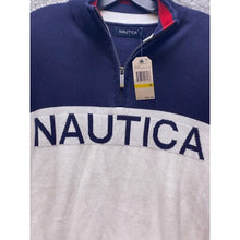 Load image into Gallery viewer, Nautica Sweater Mens Medium 1/2 Zip Pullover Color Block Logo Knit Spell Out NWT