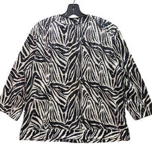 Load image into Gallery viewer, Elementz Shacket Womens Extra Large Zebra Shiny Full Zip Career Mature Old Money