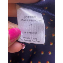 Load image into Gallery viewer, Tempted Los Angeles Blouse Womens 2XL Navy Blue Bloomcore Mature Ruffle Tie