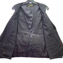 Load image into Gallery viewer, Cohesive Vest Mens Large Grey Pinstripe Crest Skull Embroidered Gothcore Grunge