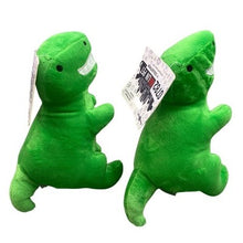 Load image into Gallery viewer, Lot of 2 Green T-Rex Dinosaur Dog Toy Plush Squeaker 9" MetroPawlin