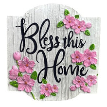 Load image into Gallery viewer, Bless This Home Garden Yard Stake Sign Pink Flowers 3D Wall Art Decor