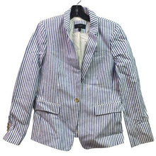 Load image into Gallery viewer, J. Crew Blazer Womens 8 Linen Striped Costal Beachy Ocean Sailing Career