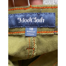 Load image into Gallery viewer, ModCloth Pants Womens 18 Olive Green Pants Orange Stitching Anthropologie Casual