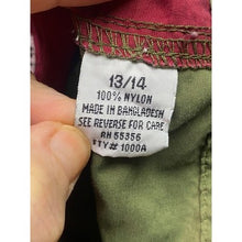 Load image into Gallery viewer, SQZ Shorts Womens 13/14 Olive Green Red Nylon Embroidered Dragon Athleisure