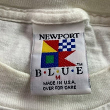Load image into Gallery viewer, Vintage Newport Blue Shirt Mens Medium 1987 Single Stitch Spell Out Beachy Sail