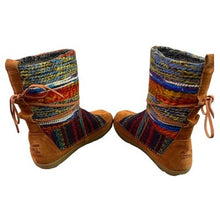 Load image into Gallery viewer, Toms Moccasin Boots Womens 6.5 Rainbow Knit Aztec Southwest Sustainable
