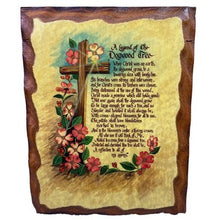Load image into Gallery viewer, Vintage Christian Wall Plaque Religious Dogwood Tree Decoupage Crate Wood