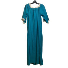 Load image into Gallery viewer, Vintage Val Mode Night Gown Dress Womens Small Teal Lace Maxi 47" Long