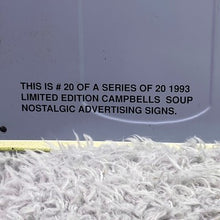 Load image into Gallery viewer, 1993 Campbell Soup Tin Sign Nostalgic Advertising Embossed Limited Edition