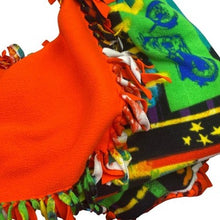 Load image into Gallery viewer, Hand Tied Fleece Blanket Motorcycle Bike 50x64 Throw Orange Rainbow