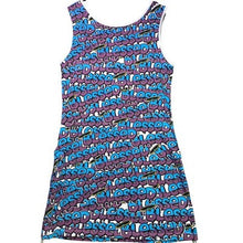 Load image into Gallery viewer, On Fire Dress Womens Large Blessed Graffiti Ruched Side Bodycon AOP Streetwear