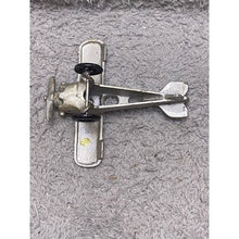 Load image into Gallery viewer, Cast Iron Airplane Toy Silver Biplane
