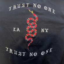 Load image into Gallery viewer, Trust No One Hoodie Mens Small Embroidered Snake Double Sleeve Hit Pullover