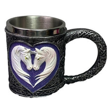 Load image into Gallery viewer, Unicorn Tankard Mug Fantasy Celtic Stainless Steel Filigree Nordic