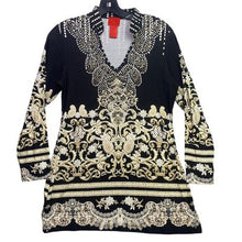 Load image into Gallery viewer, V Cristina Blouse Womens Medium Baroque Paisley Rhinestone Embellished Mature