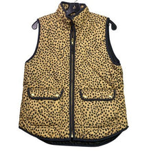 Load image into Gallery viewer, J. Crew Vest Quilted Cheetah Leopard Full Zip Mature Preppy Academia Streetwear