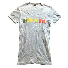 Load image into Gallery viewer, Vintage 80s Bermuda Shirt Girls Small Light Blue Spell Out Rainbow Single Stitch