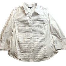 Load image into Gallery viewer, Zac & Rachel Blouse Womens 3XL White Tuxedo Pleated Preppy Career Festival
