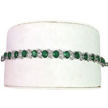 Load image into Gallery viewer, Emerald Green Crystal Bracelet Silver Tone Costume Cocktail Gemstone