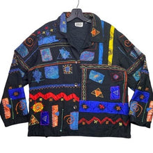 Load image into Gallery viewer, Chicos Design Shirt Womens 1XL Embroidered AOP Jacket Wearable Art Streetwear
