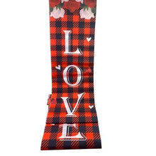 Load image into Gallery viewer, Set of 2 Valentine Door Banner Gnome Buffalo Plaid Flag Decor 72 Inch