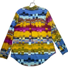 Load image into Gallery viewer, Democracy Blouse Womens Small Sheer Geometric AOP Office Career Streetwear