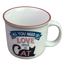 Load image into Gallery viewer, Cat Mug Enameled Love Camping Coffee Cup NIB