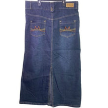 Load image into Gallery viewer, TOUGH CLUB Skirt Womens 13 Denim Maxi Teachercore Embroidered Y2K Distressed
