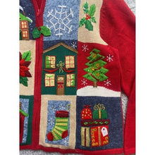 Load image into Gallery viewer, VTG Tiara International Sweater Women Extra Large Full Zip Christmas Embroidered