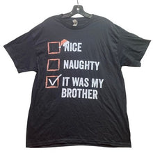 Load image into Gallery viewer, Funny Christmas Shirt Mens Large Nice Naughty Streetwear Black Spell Out