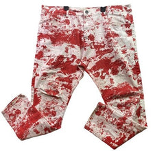 Load image into Gallery viewer, FWDR Denim Jeans Mens 44x32 Red Splatter Hip Hop Skater Streetwear Festival