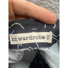 Load image into Gallery viewer, Black Cat Print Dress Womens Small Short Sleeve Collared Party Casual