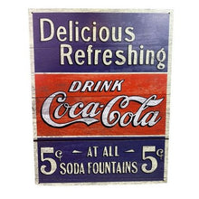 Load image into Gallery viewer, Coca Cola Metal Sign Advertising Rustic Spell Out Wall Decor