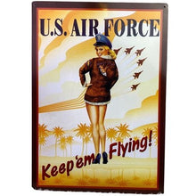 Load image into Gallery viewer, US Air Force Metal Sign Pin Up Girl Wall Decor Man Cave