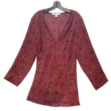 Load image into Gallery viewer, Victoria's Secret Pajama Shirt Womens Large Red Purple Snakskin Sheer Ladies