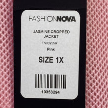 Load image into Gallery viewer, Fashion Nova Jacket Womens 1XL Pink Full Zip Piping Cropped Streetwear NWT